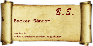 Backer Sándor névjegykártya